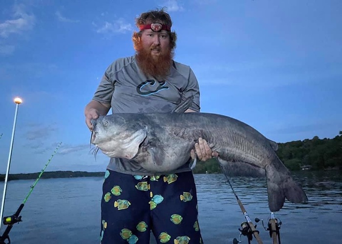 Jeff King holds a monster cat!